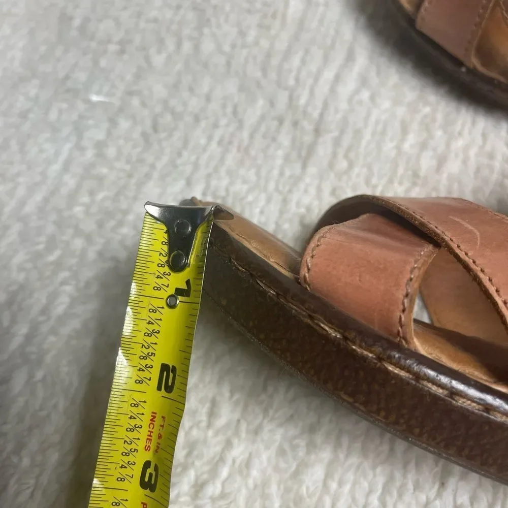 Born leather Tan straps sling back Wedge Sandals SZ10M